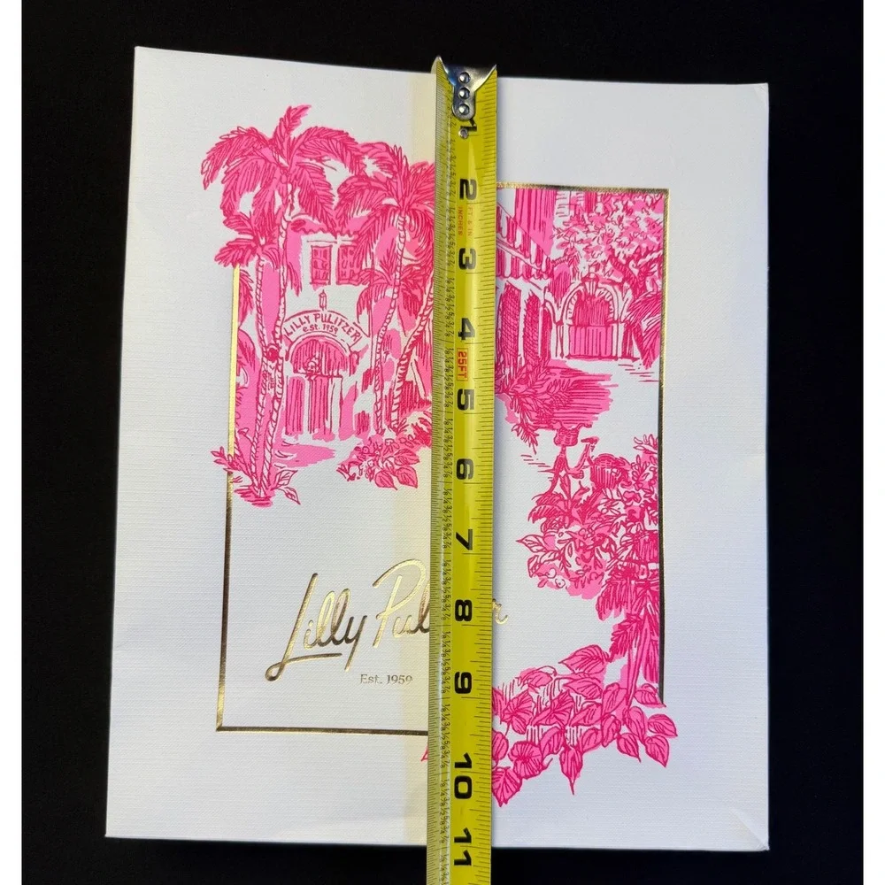 Lilly Pulitzer Pink Palm Gift Bag Set of 2 Small Med Boutique Tote Paper Resort